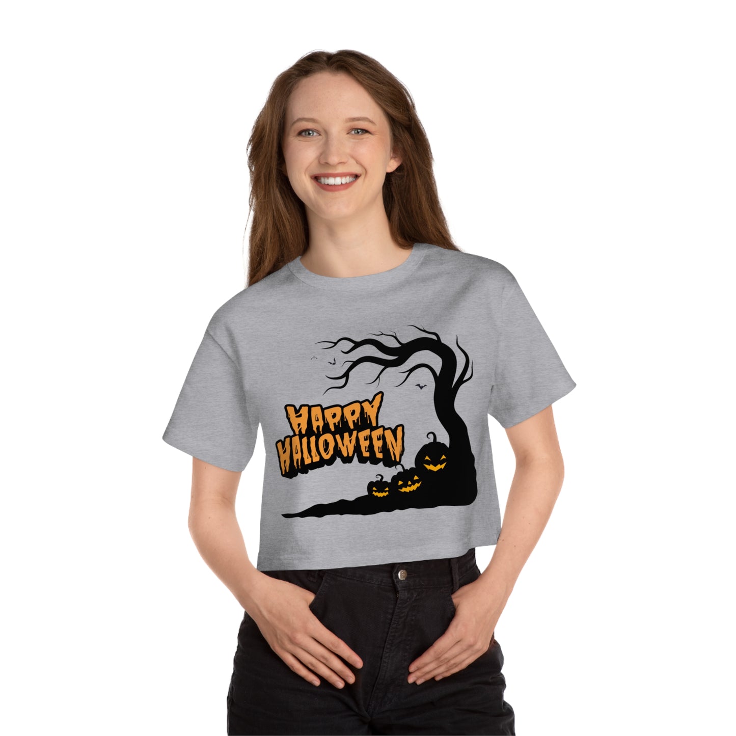 HoliPop Happy Halloween cotton crop top with pumpkin tree design
Festive orange lettering Happy Halloween crop top cozy cotton
Halloween crop top women’s autumn fashion HoliPop style
Pumpkin tree Halloween shirt modern cropped fit spooky season
HoliPop cotton crop top festive fall Halloween party outfit
