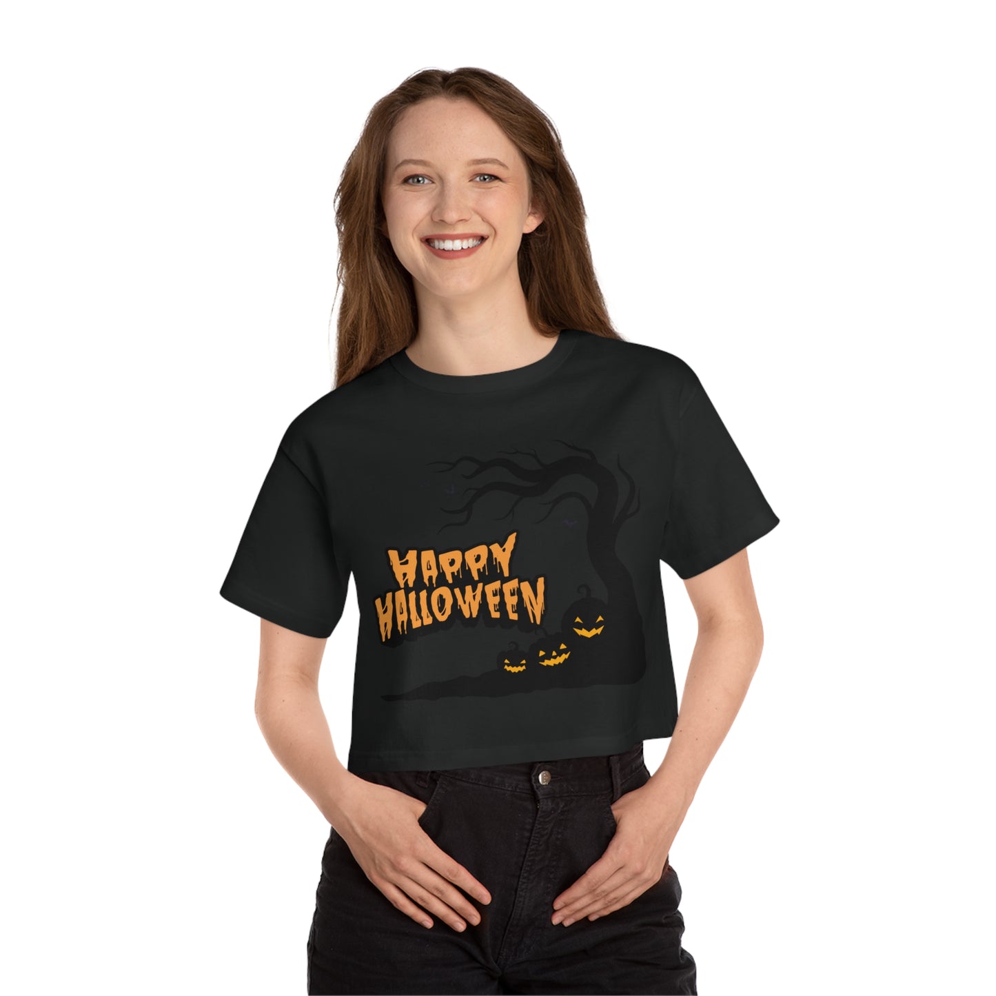 HoliPop Happy Halloween cotton crop top with pumpkin tree design
Festive orange lettering Happy Halloween crop top cozy cotton
Halloween crop top women’s autumn fashion HoliPop style
Pumpkin tree Halloween shirt modern cropped fit spooky season
HoliPop cotton crop top festive fall Halloween party outfit