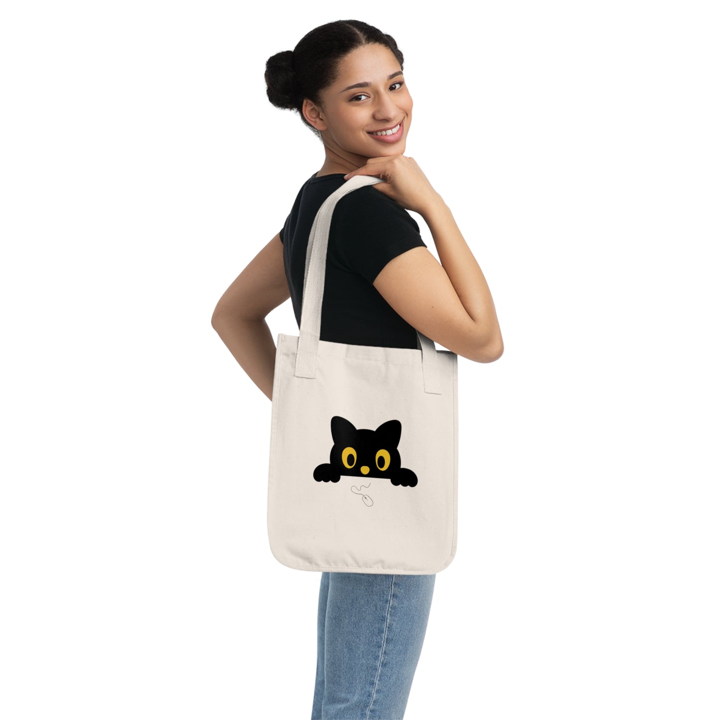 HoliPop organic cotton tote bag with whimsical cat and computer mouse design
Eco-friendly Halloween tote bag for cat lovers sustainable HoliPop style
Certified organic canvas tote with reinforced cotton web handles
Spacious reusable shopping bag HoliPop Halloween cat design
Sustainable cotton tote bag eco-conscious gift for cat and tech lovers