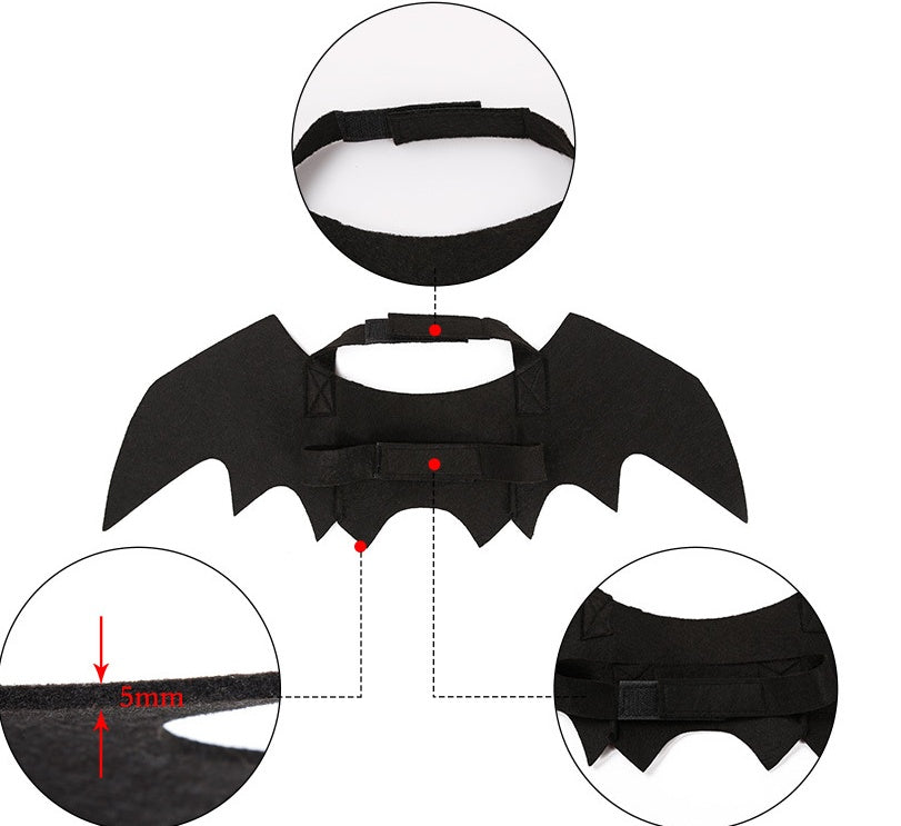 Halloween pet bat wings costume for dogs and cats
Lightweight black felt bat wings pet Halloween outfit
HoliPop bat wings accessory for pets spooky Halloween
Dog wearing Halloween bat costume wings with Velcro straps
Cat pet cosplay costume bat wings black felt Halloween