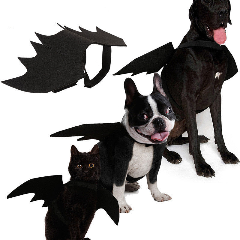 Halloween pet bat wings costume for dogs and cats
Lightweight black felt bat wings pet Halloween outfit
HoliPop bat wings accessory for pets spooky Halloween
Dog wearing Halloween bat costume wings with Velcro straps
Cat pet cosplay costume bat wings black felt Halloween