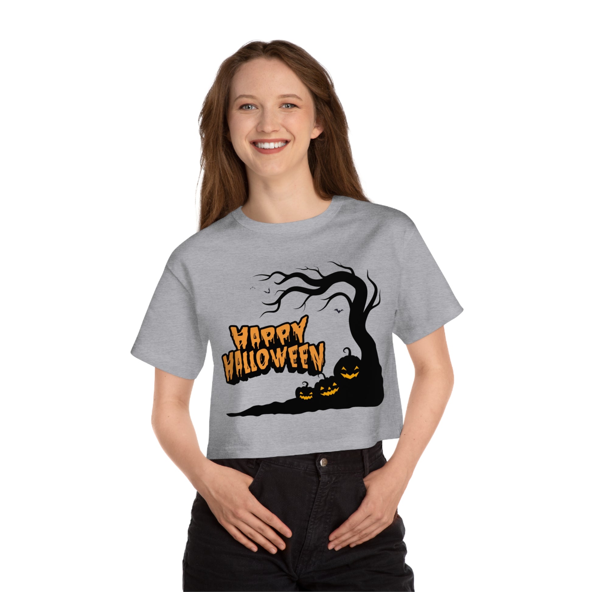 HoliPop Happy Halloween cotton crop top with pumpkin tree design
Festive orange lettering Happy Halloween crop top cozy cotton
Halloween crop top women’s autumn fashion HoliPop style
Pumpkin tree Halloween shirt modern cropped fit spooky season
HoliPop cotton crop top festive fall Halloween party outfit