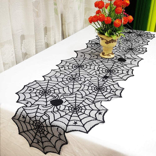 Halloween black lace spiderweb table runner for spooky décor
Polyester spiderweb fireplace scarf Halloween home decoration
HoliPop gothic lace tablecloth for Halloween party tables
Elegant black spiderweb lace runner for mantle or dining table
Halloween lace spiderweb table cover gothic style home décor