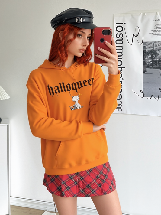 Holipop HalloQueen Heavyweight Unisex Hoodie – Cute Cat Halloween Design